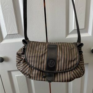 Fendi Black and Tan Striped Bag
